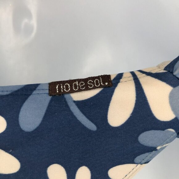 Rio de Sol Blue & Tan Striped Flower Bikini XS - Picture 4 of 7